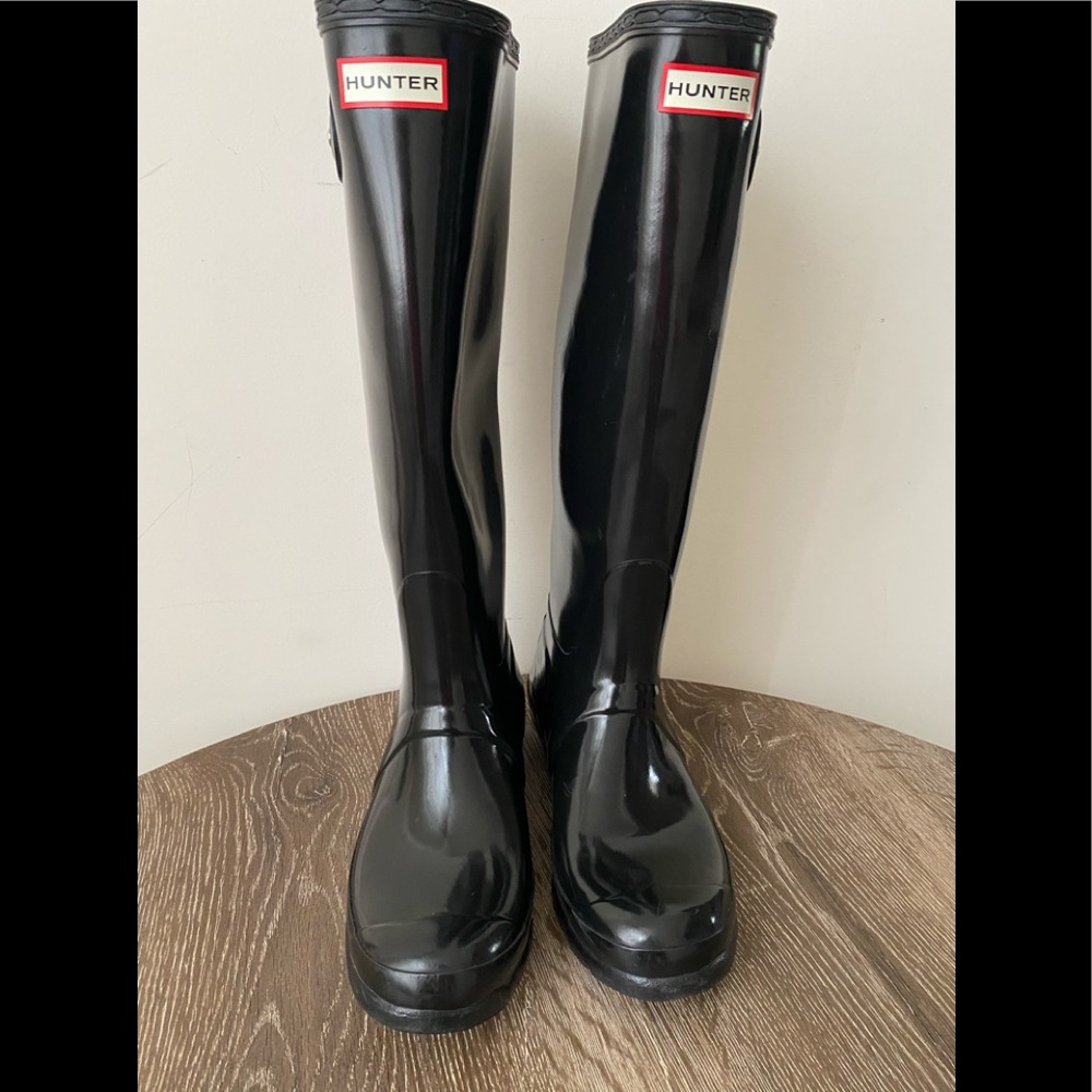 Hunter Tall Glossy Black Boots